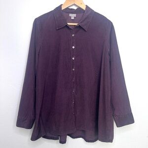 J. Jill Corduroy Button Down Long Sleeve Shirt, Dark Brown